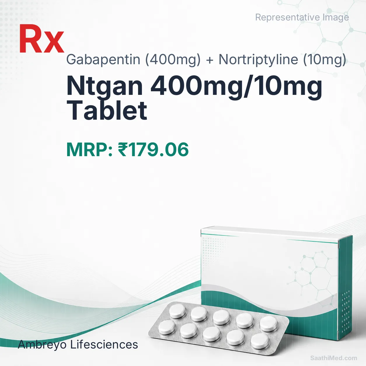 Ntgan 400mg/10mg Tablet Allopathy (Gabapentin (400mg)) - Uses in Hindi, Side Effects, Substitutes & Price in India