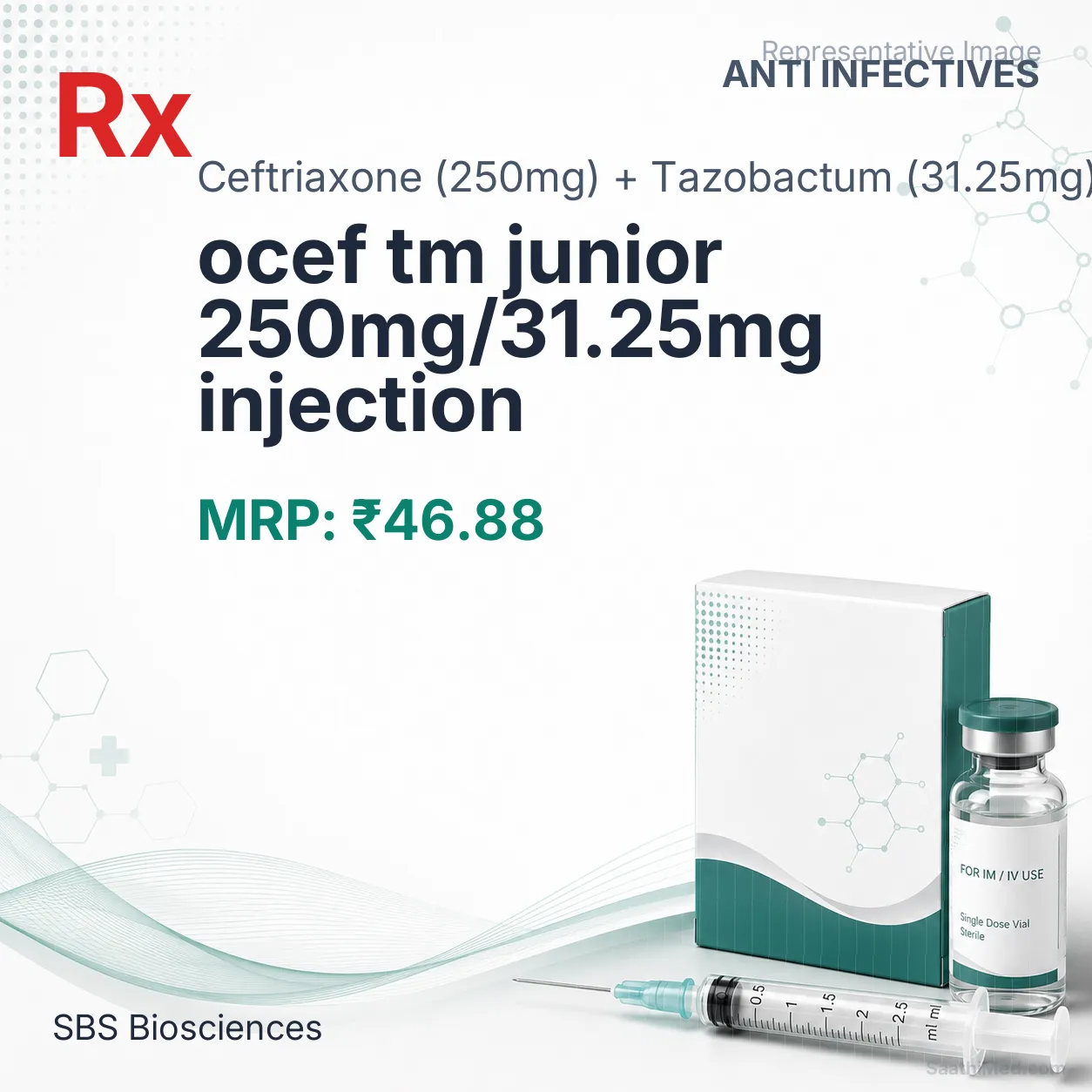 ocef tm junior 250mg/31.25mg injection Allopathy (Ceftriaxone (250mg)) - Uses in Hindi, Side Effects, Substitutes & Price in India