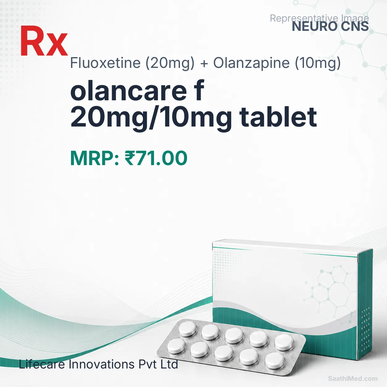olancare f 20mg/10mg tablet Allopathy (Fluoxetine (20mg)) - Uses in Hindi, Side Effects, Substitutes & Price in India