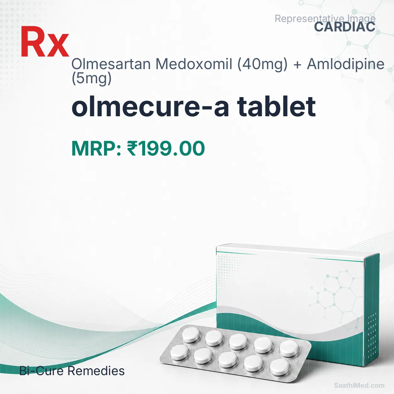 olmecure-a tablet Allopathy (Olmesartan Medoxomil (40mg)) - Uses in Hindi, Side Effects, Substitutes & Price in India