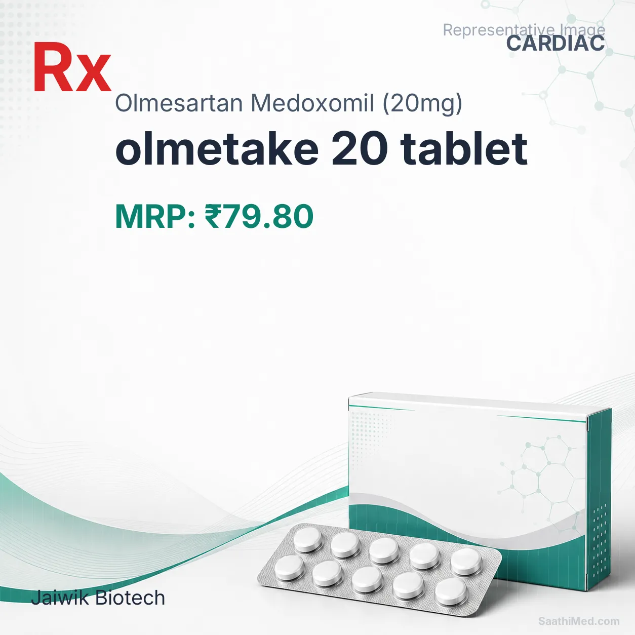 olmetake 20 tablet Allopathy (Olmesartan Medoxomil (20mg)) - Uses in Hindi, Side Effects, Substitutes & Price in India