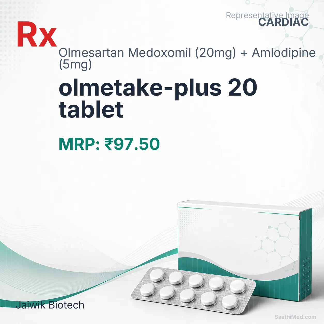 olmetake-plus 20 tablet Allopathy (Olmesartan Medoxomil (20mg)) - Uses in Hindi, Side Effects, Substitutes & Price in India