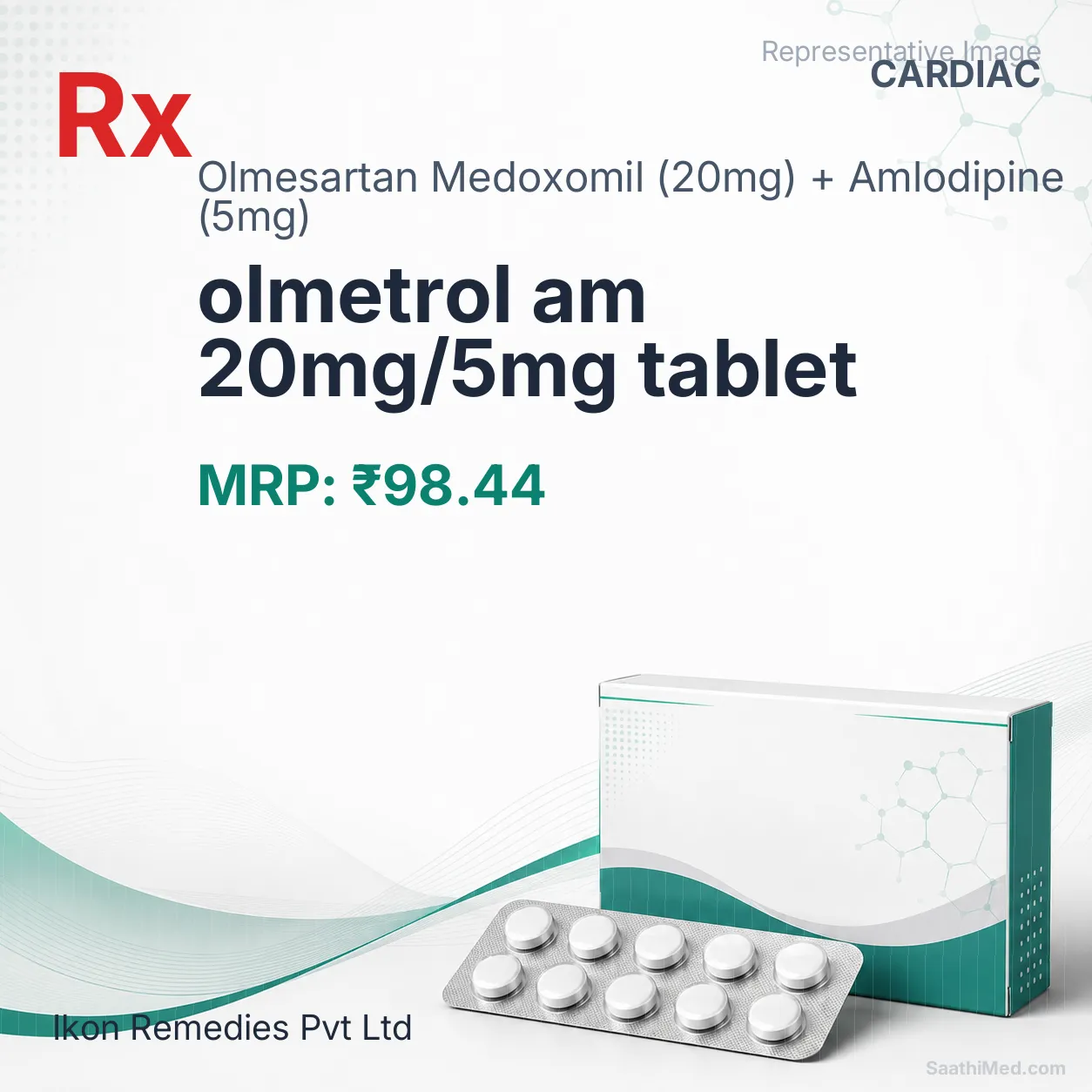 olmetrol am 20mg/5mg tablet Allopathy (Olmesartan Medoxomil (20mg)) - Uses in Hindi, Side Effects, Substitutes & Price in India