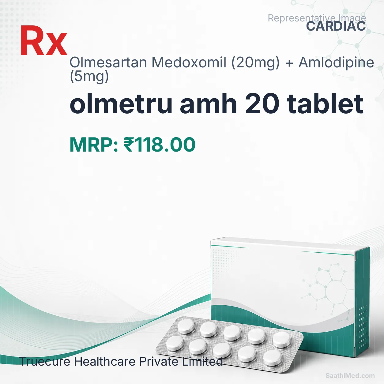 olmetru amh 20 tablet Allopathy (Olmesartan Medoxomil (20mg)) - Uses in Hindi, Side Effects, Substitutes & Price in India