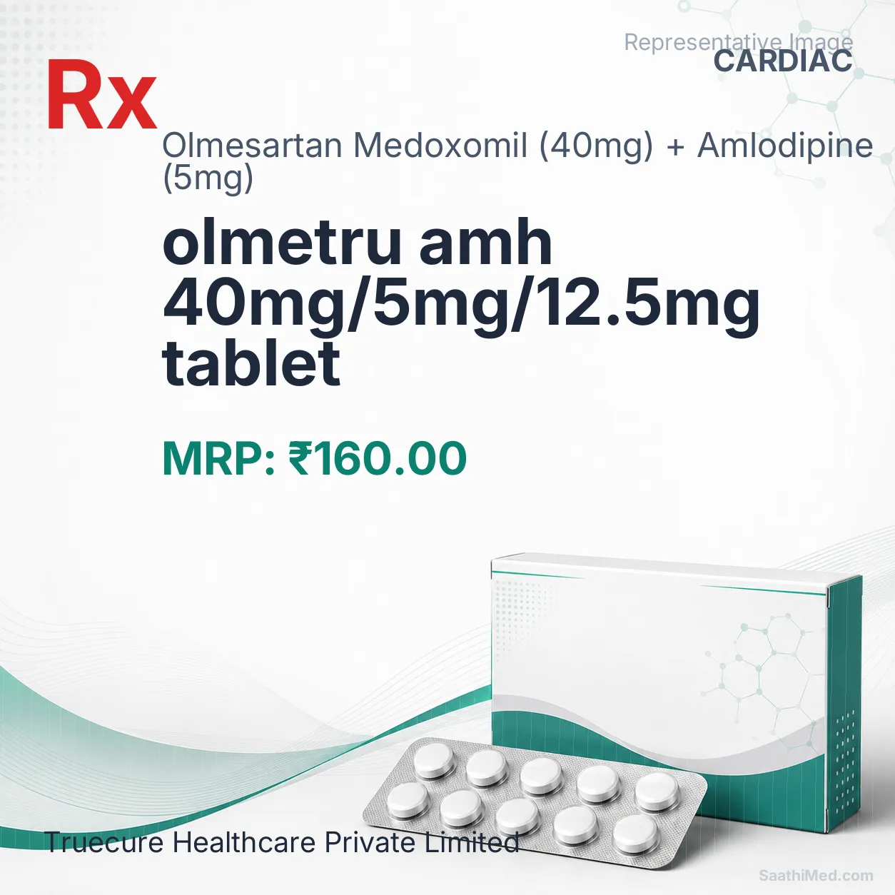 olmetru amh 40mg/5mg/12.5mg tablet Allopathy (Olmesartan Medoxomil (40mg)) - Uses in Hindi, Side Effects, Substitutes & Price in India