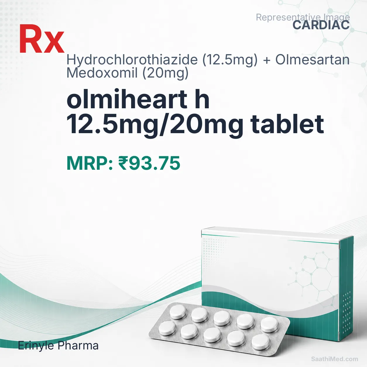 olmiheart h 12.5mg/20mg tablet Allopathy (Hydrochlorothiazide (12.5mg)) - Uses in Hindi, Side Effects, Substitutes & Price in India