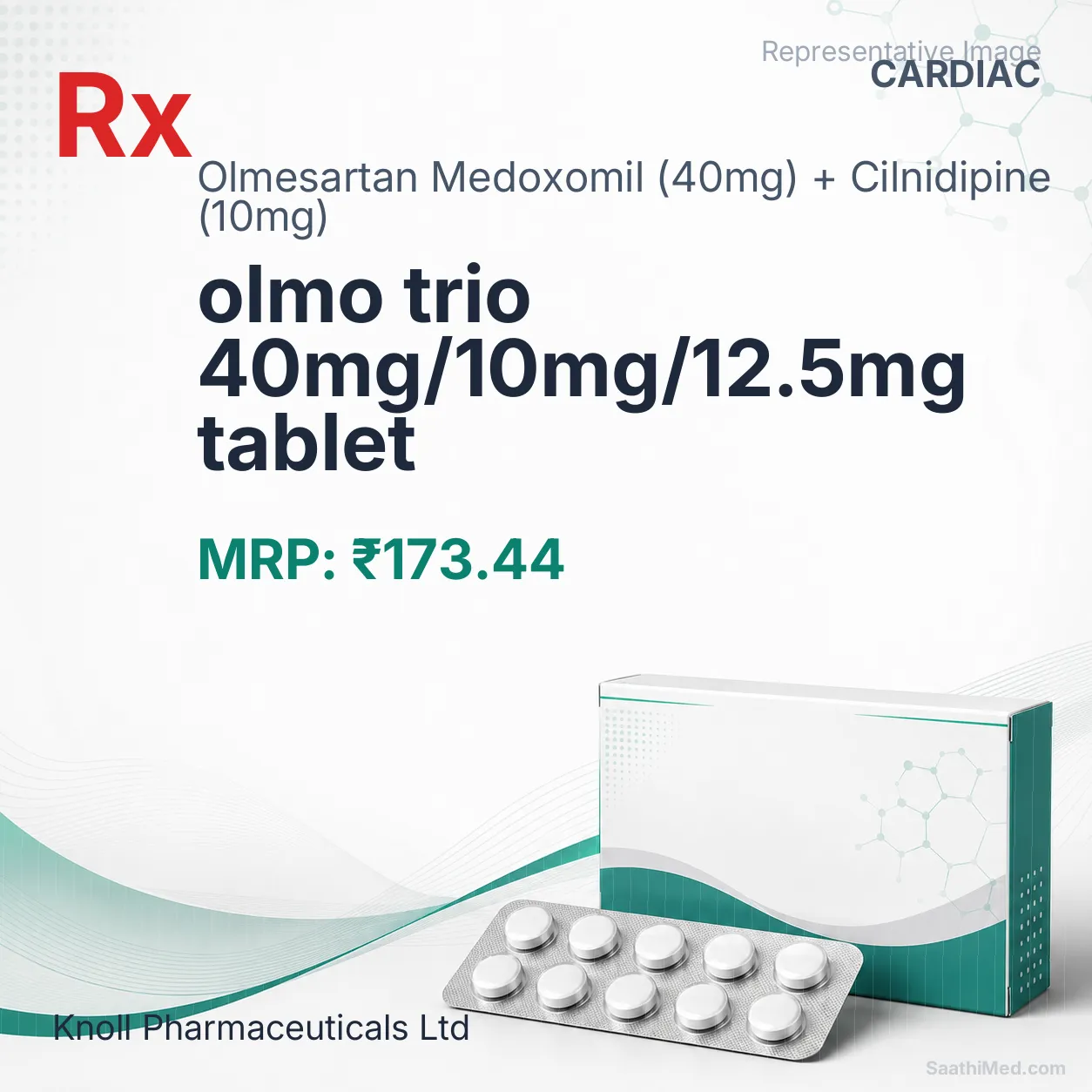 olmo trio 40mg/10mg/12.5mg tablet Allopathy (Olmesartan Medoxomil (40mg)) - Uses in Hindi, Side Effects, Substitutes & Price in India
