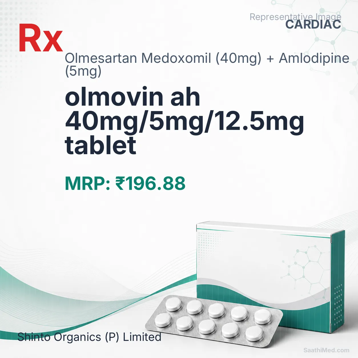 olmovin ah 40mg/5mg/12.5mg tablet Allopathy (Olmesartan Medoxomil (40mg)) - Uses in Hindi, Side Effects, Substitutes & Price in India