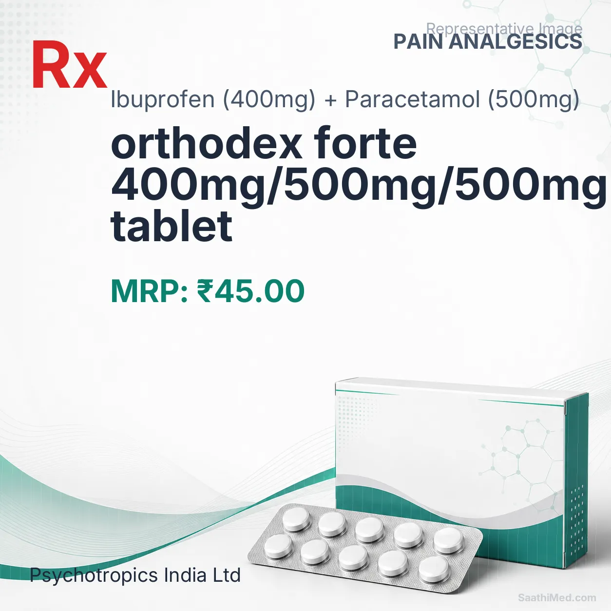 orthodex forte 400mg/500mg/500mg tablet Allopathy (Ibuprofen (400mg)) - Uses in Hindi, Side Effects, Substitutes & Price in India