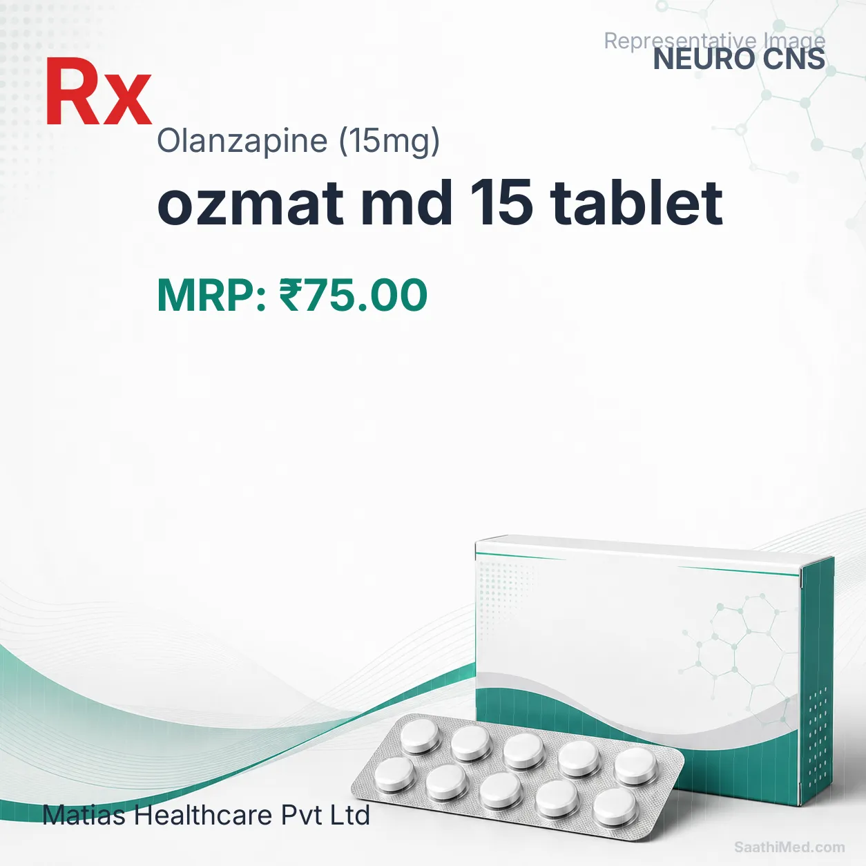 ozmat md 15 tablet Allopathy (Olanzapine (15mg)) - Uses in Hindi, Side Effects, Substitutes & Price in India
