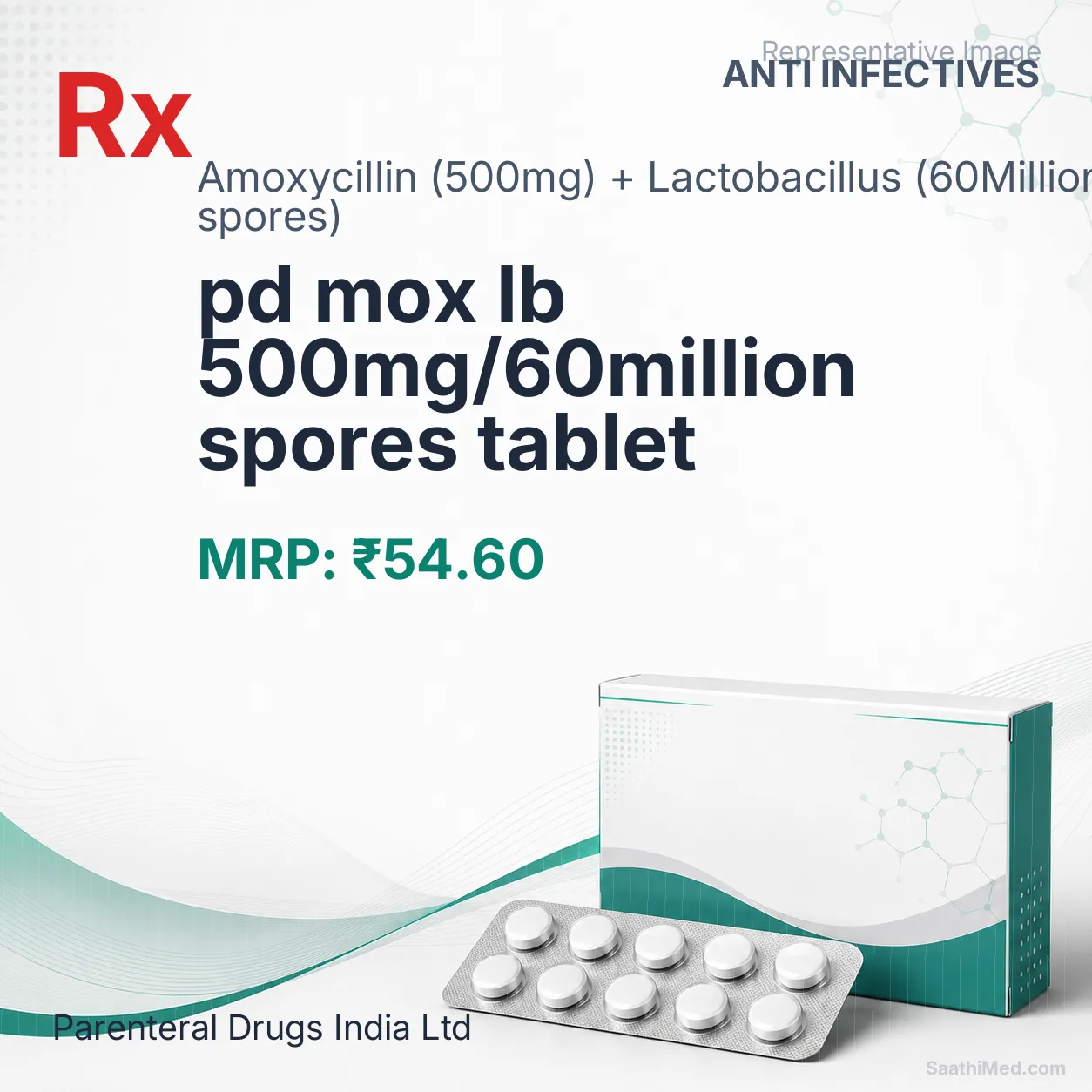 pd mox lb 500mg/60million spores tablet Allopathy (Amoxycillin (500mg)) - Uses in Hindi, Side Effects, Substitutes & Price in India