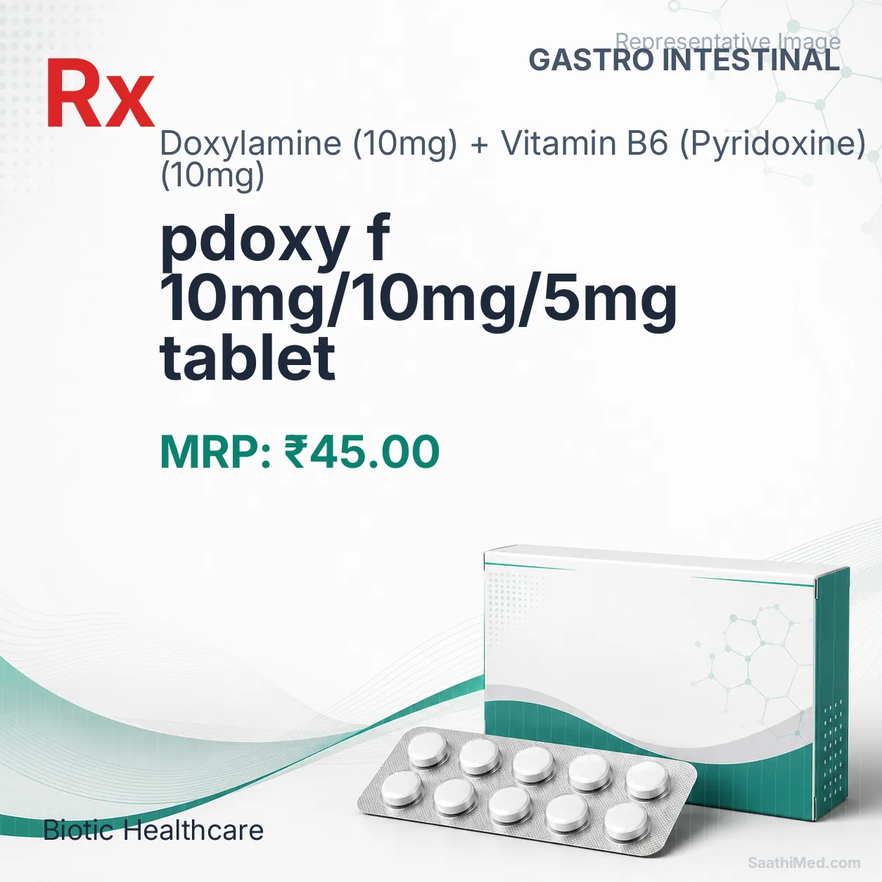pdoxy f 10mg/10mg/5mg tablet Allopathy (Doxylamine (10mg)) - Uses in Hindi, Side Effects, Substitutes & Price in India