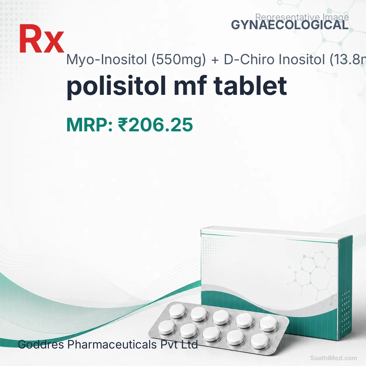 polisitol mf tablet Allopathy (Myo-Inositol (550mg)) - Uses in Hindi, Side Effects, Substitutes & Price in India