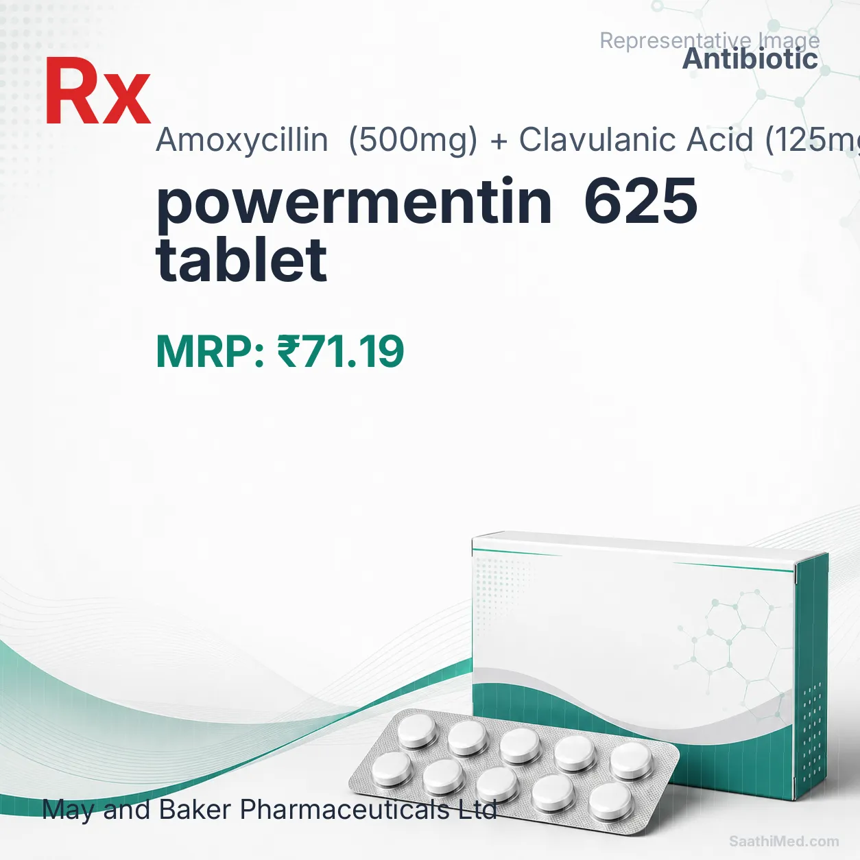 powermentin  625 tablet Allopathy (Amoxycillin (500mg)) - Uses in Hindi, Side Effects, Substitutes & Price in India