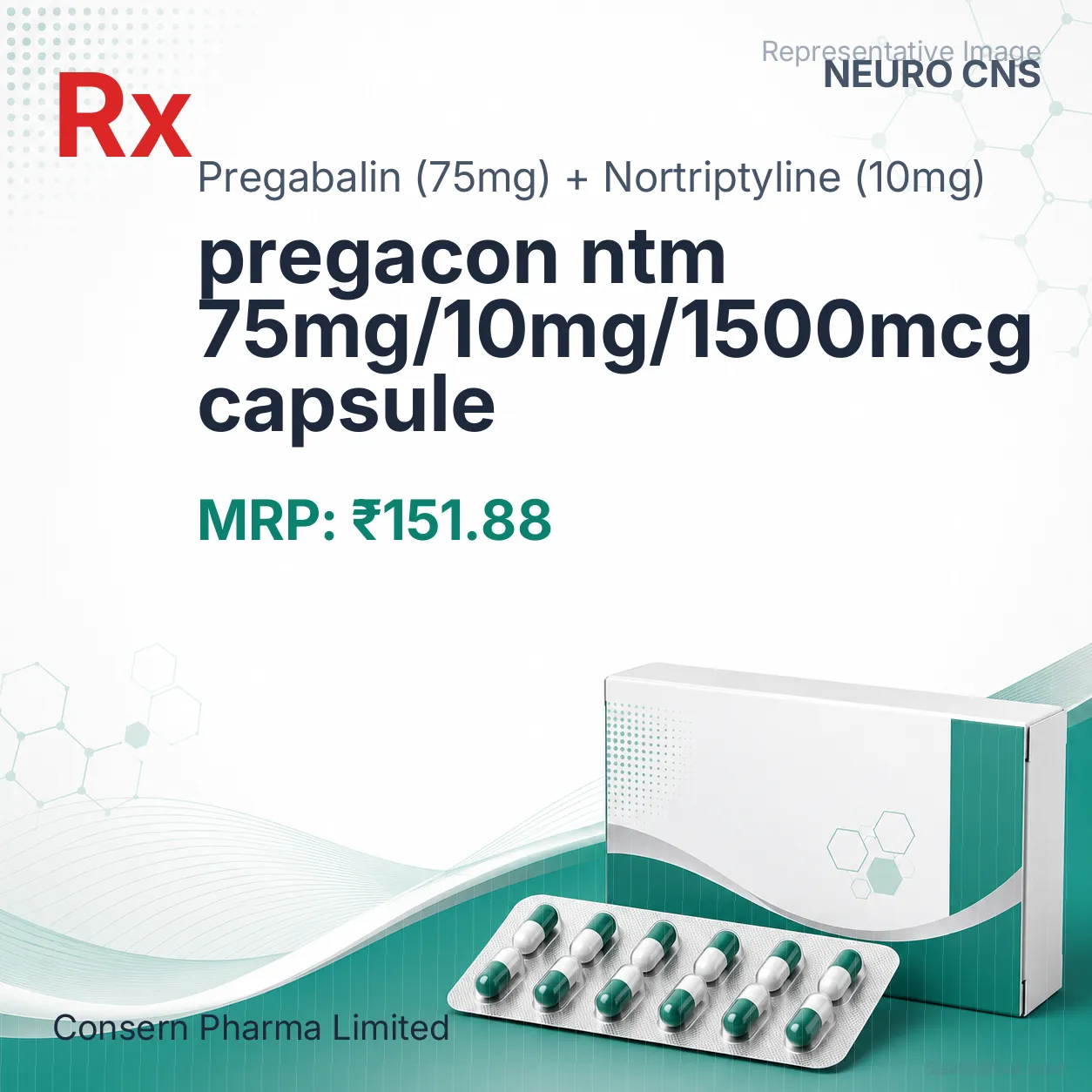 pregacon ntm 75mg/10mg/1500mcg capsule Allopathy (Pregabalin (75mg)) - Uses in Hindi, Side Effects, Substitutes & Price in India