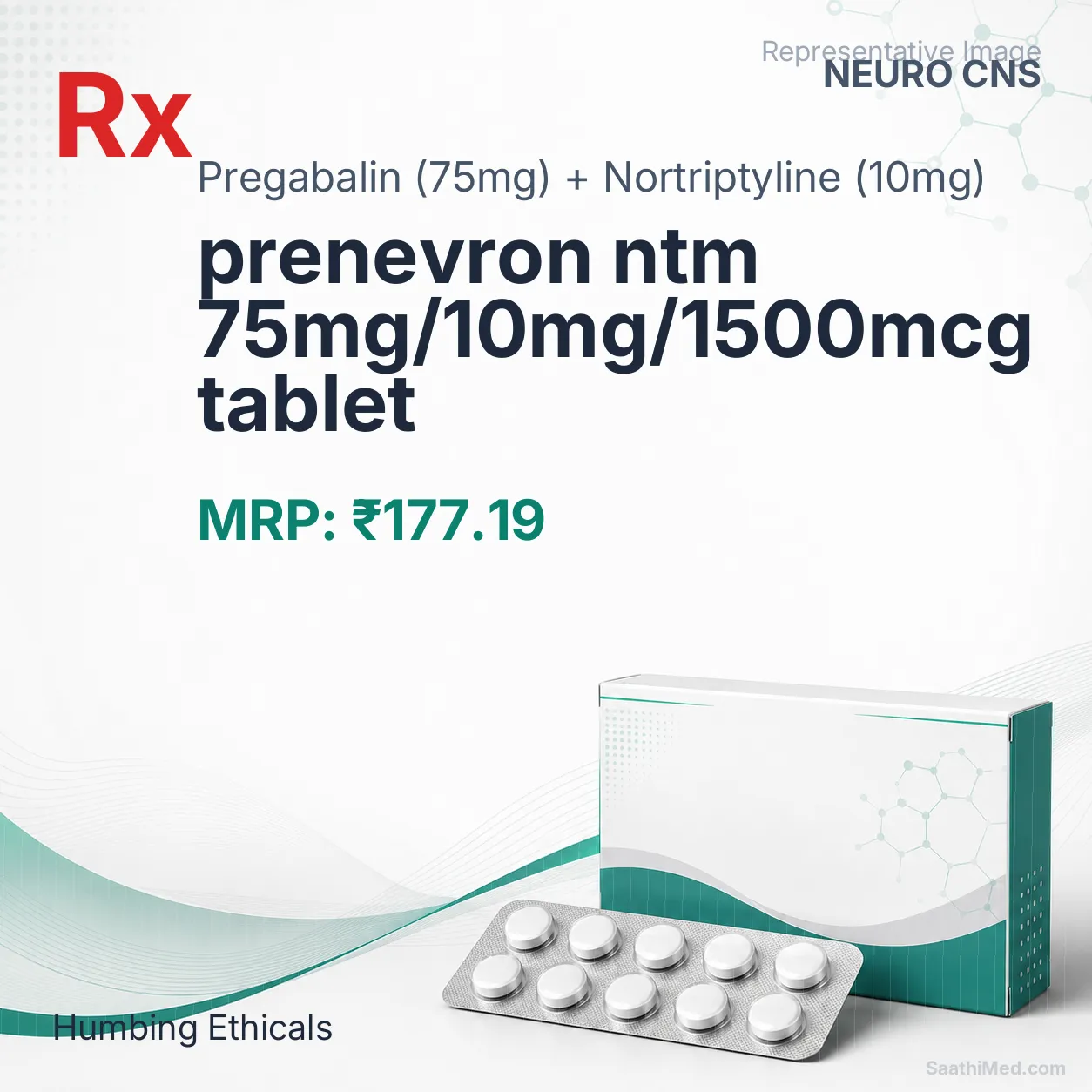 prenevron ntm 75mg/10mg/1500mcg tablet Allopathy (Pregabalin (75mg)) - Uses in Hindi, Side Effects, Substitutes & Price in India