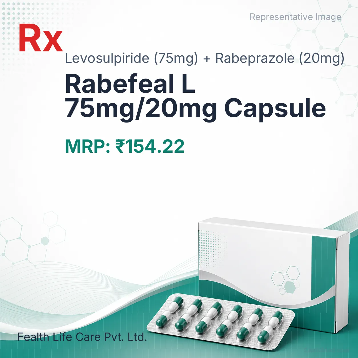 Rabefeal L 75mg/20mg Capsule - Levosulpiride (75mg) + Rabeprazole (20mg) medicine