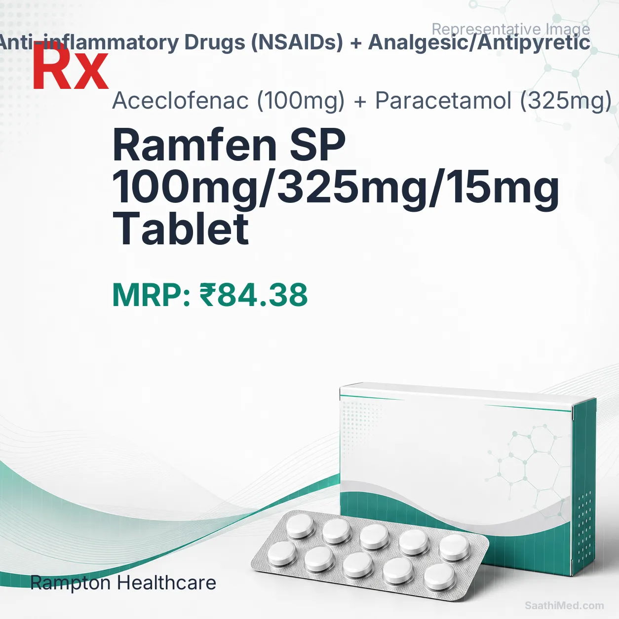 Ramfen SP 100mg/325mg/15mg Tablet Allopathy (Aceclofenac (100mg)) - Uses in Hindi, Side Effects, Substitutes & Price in India