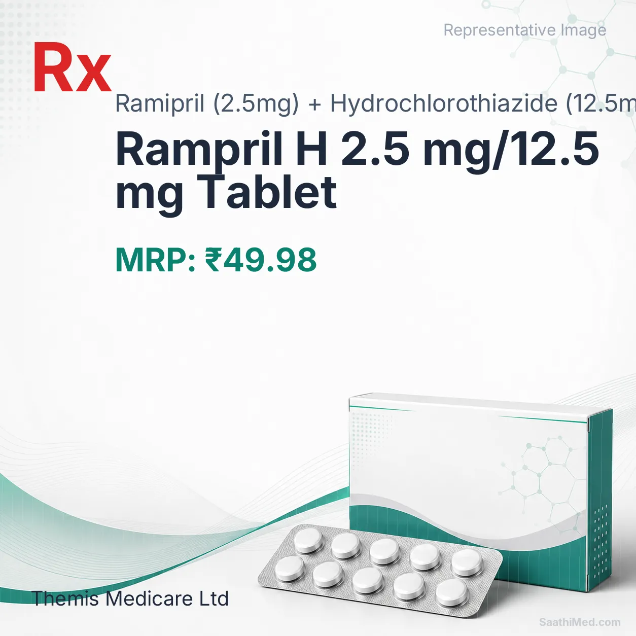 Rampril H 2.5 mg/12.5 mg Tablet Allopathy (Ramipril (2.5mg)) - Uses in Hindi, Side Effects, Substitutes & Price in India