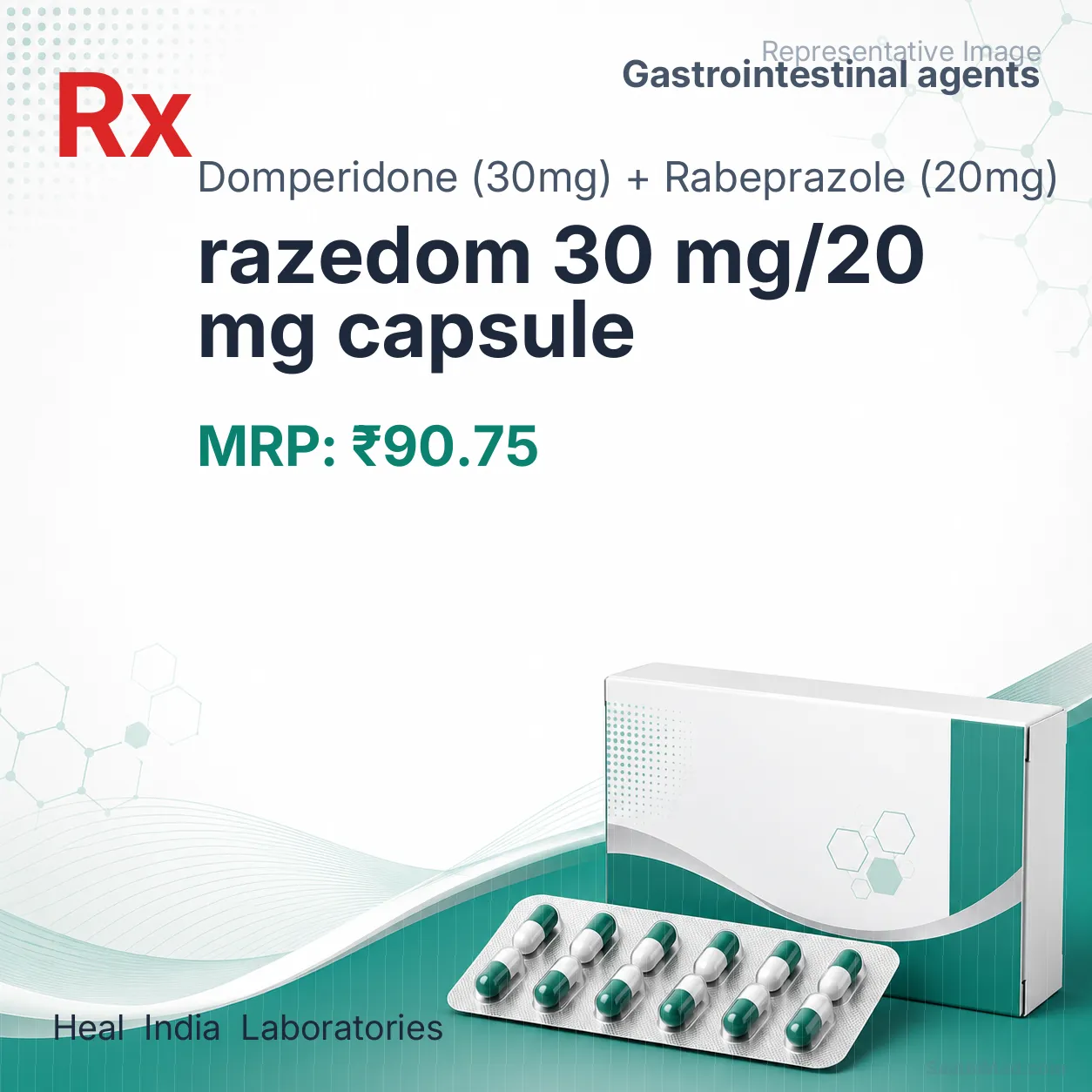 razedom 30 mg/20 mg capsule - Domperidone (30mg) + Rabeprazole (20mg) medicine