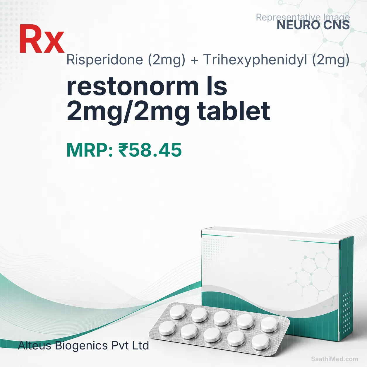 restonorm ls 2mg/2mg tablet Allopathy (Risperidone (2mg)) - Uses in Hindi, Side Effects, Substitutes & Price in India