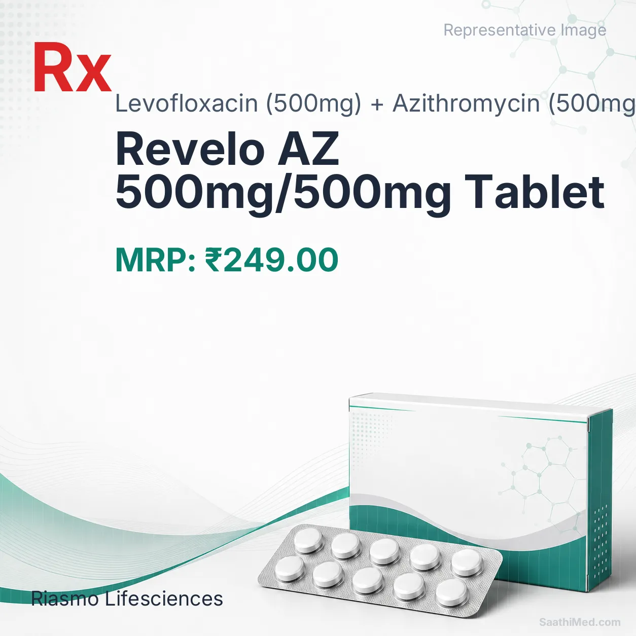 Revelo AZ 500mg/500mg Tablet Allopathy (Levofloxacin (500mg)) - Uses in Hindi, Side Effects, Substitutes & Price in India