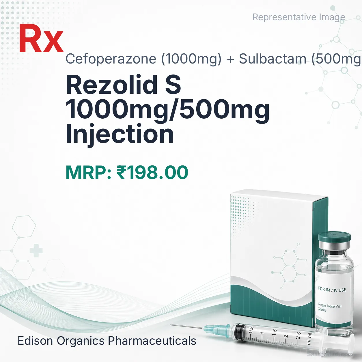 Rezolid S 1000mg/500mg Injection Allopathy (Cefoperazone (1000mg)) - Uses in Hindi, Side Effects, Substitutes & Price in India