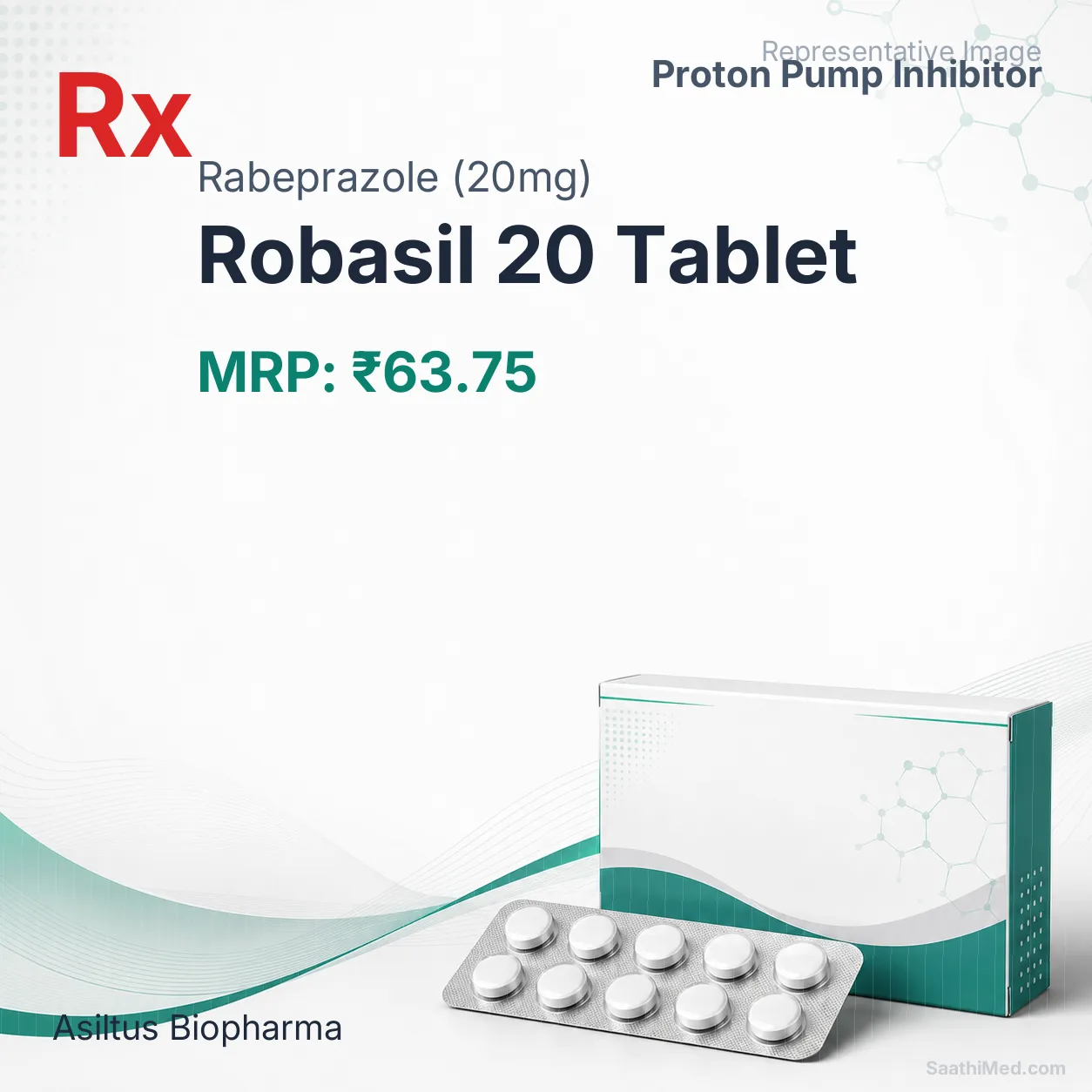Robasil 20 Tablet Allopathy (Rabeprazole (20mg)) - Uses in Hindi, Side Effects, Substitutes & Price in India