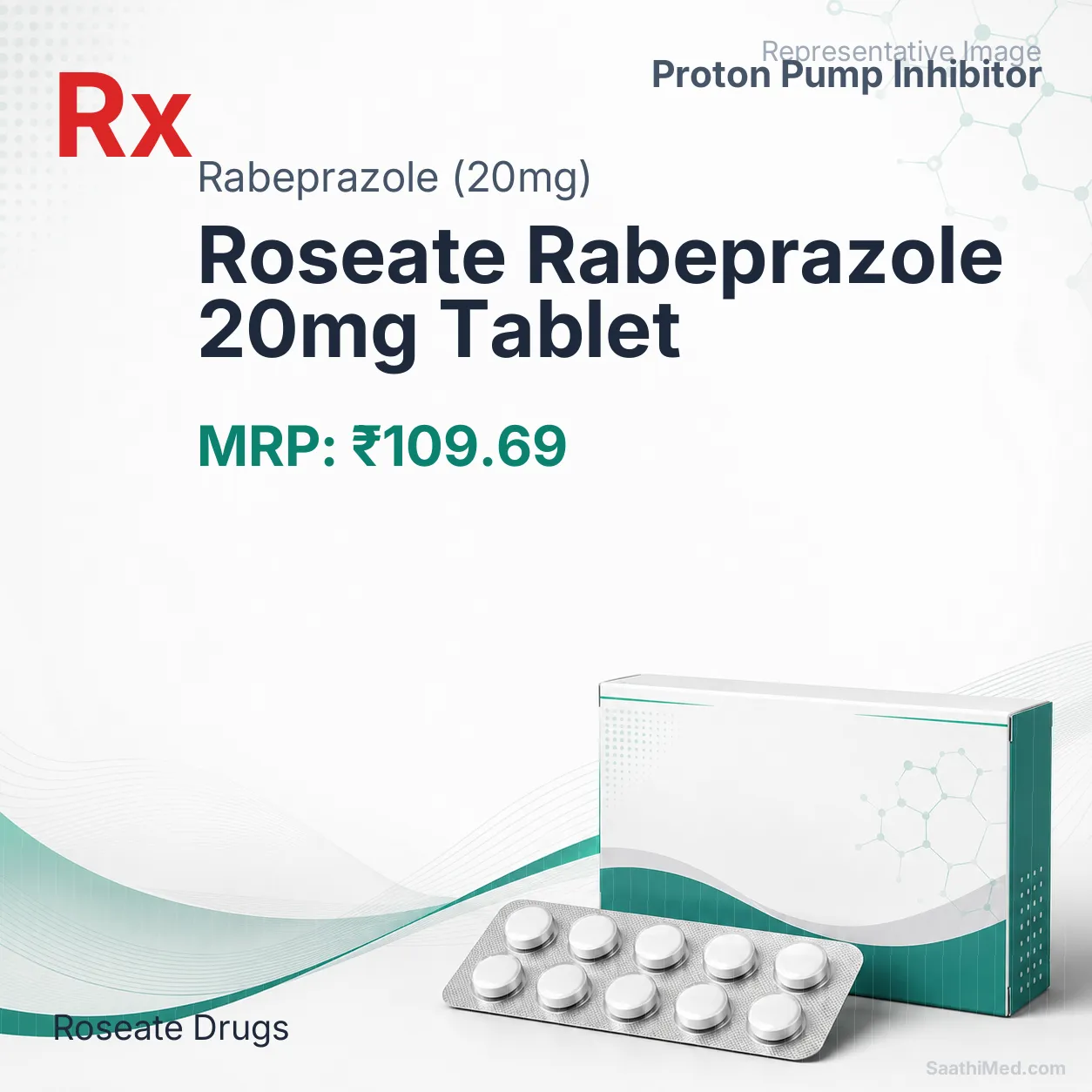 Roseate Rabeprazole  20mg Tablet Allopathy (Rabeprazole (20mg)) - Uses in Hindi, Side Effects, Substitutes & Price in India