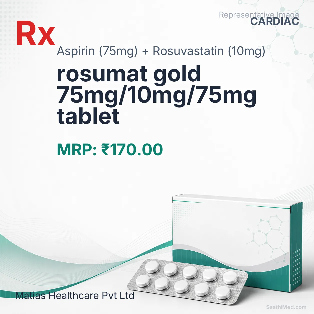 rosumat gold 75mg/10mg/75mg tablet Allopathy (Aspirin (75mg)) - Uses in Hindi, Side Effects, Substitutes & Price in India