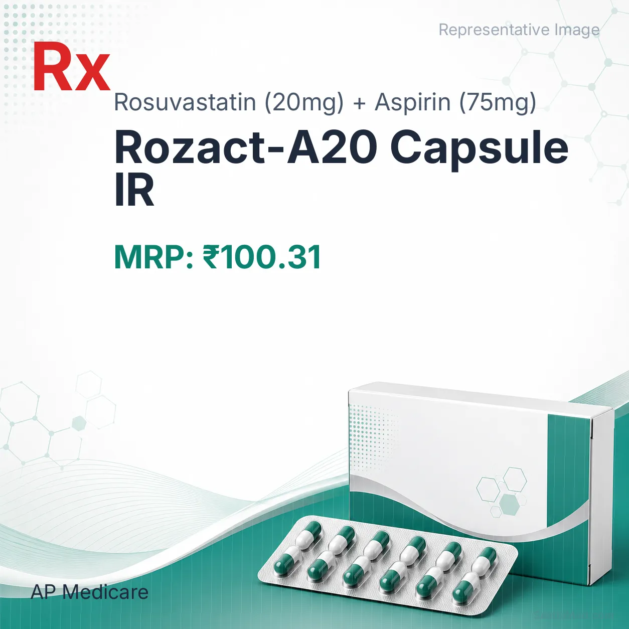 Rozact-A20 Capsule IR - Rosuvastatin (20mg) + Aspirin (75mg) medicine