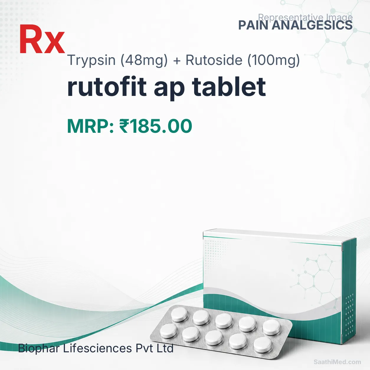 rutofit ap tablet Allopathy (Trypsin (48mg)) - Uses in Hindi, Side Effects, Substitutes & Price in India