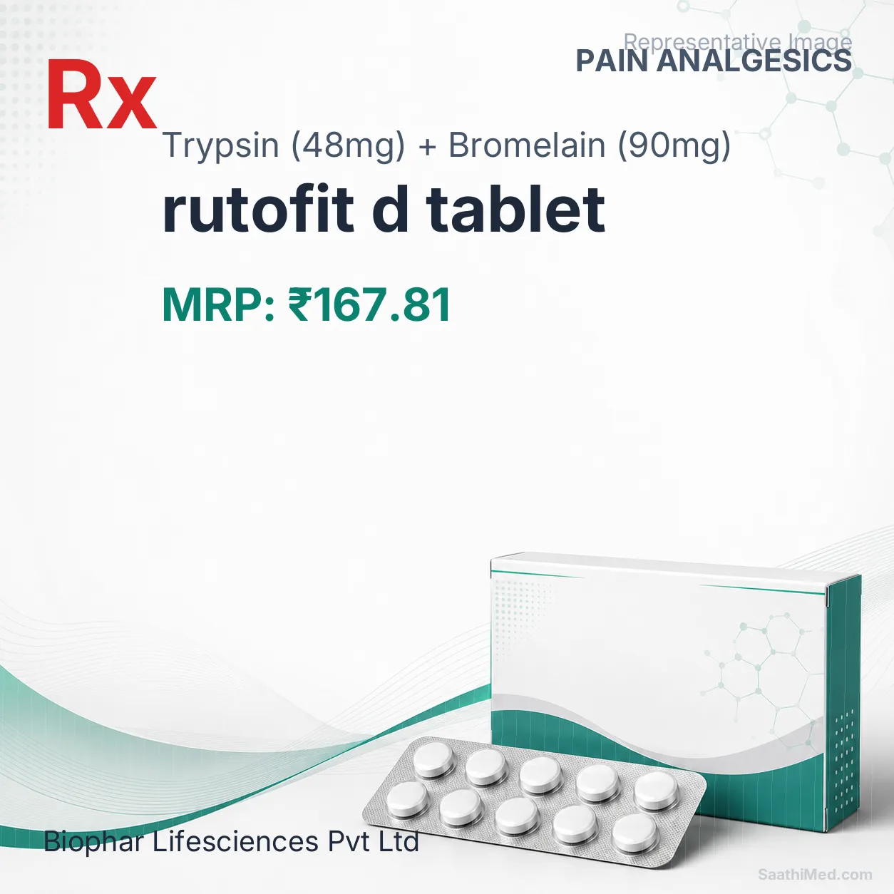 rutofit d tablet Allopathy (Trypsin (48mg)) - Uses in Hindi, Side Effects, Substitutes & Price in India