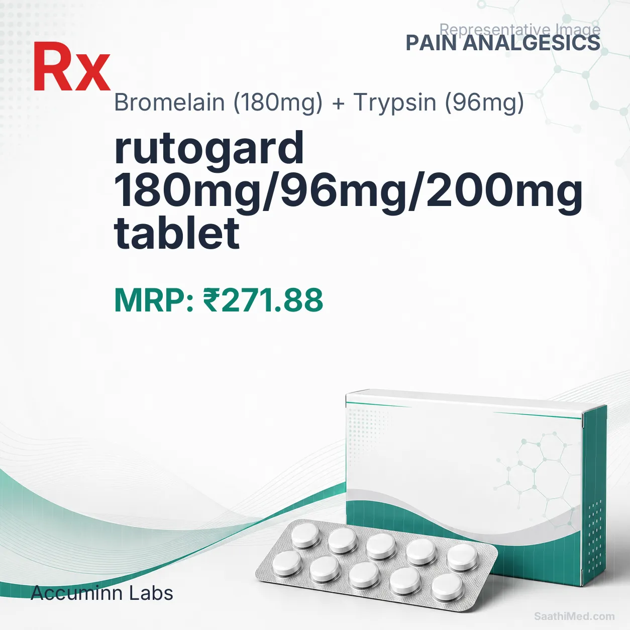rutogard 180mg/96mg/200mg tablet Allopathy (Bromelain (180mg)) - Uses in Hindi, Side Effects, Substitutes & Price in India