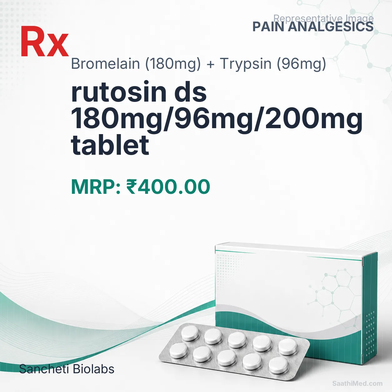 rutosin ds 180mg/96mg/200mg tablet Allopathy (Bromelain (180mg)) - Uses in Hindi, Side Effects, Substitutes & Price in India