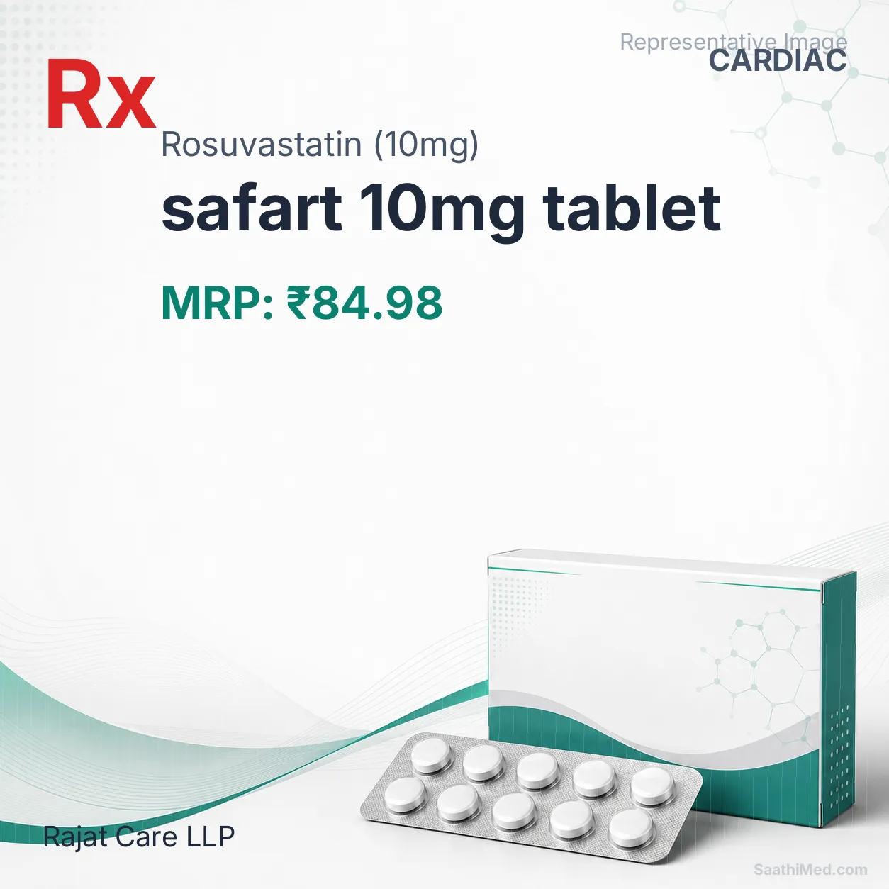 safart 10mg tablet Allopathy (Rosuvastatin (10mg)) - Uses in Hindi, Side Effects, Substitutes & Price in India