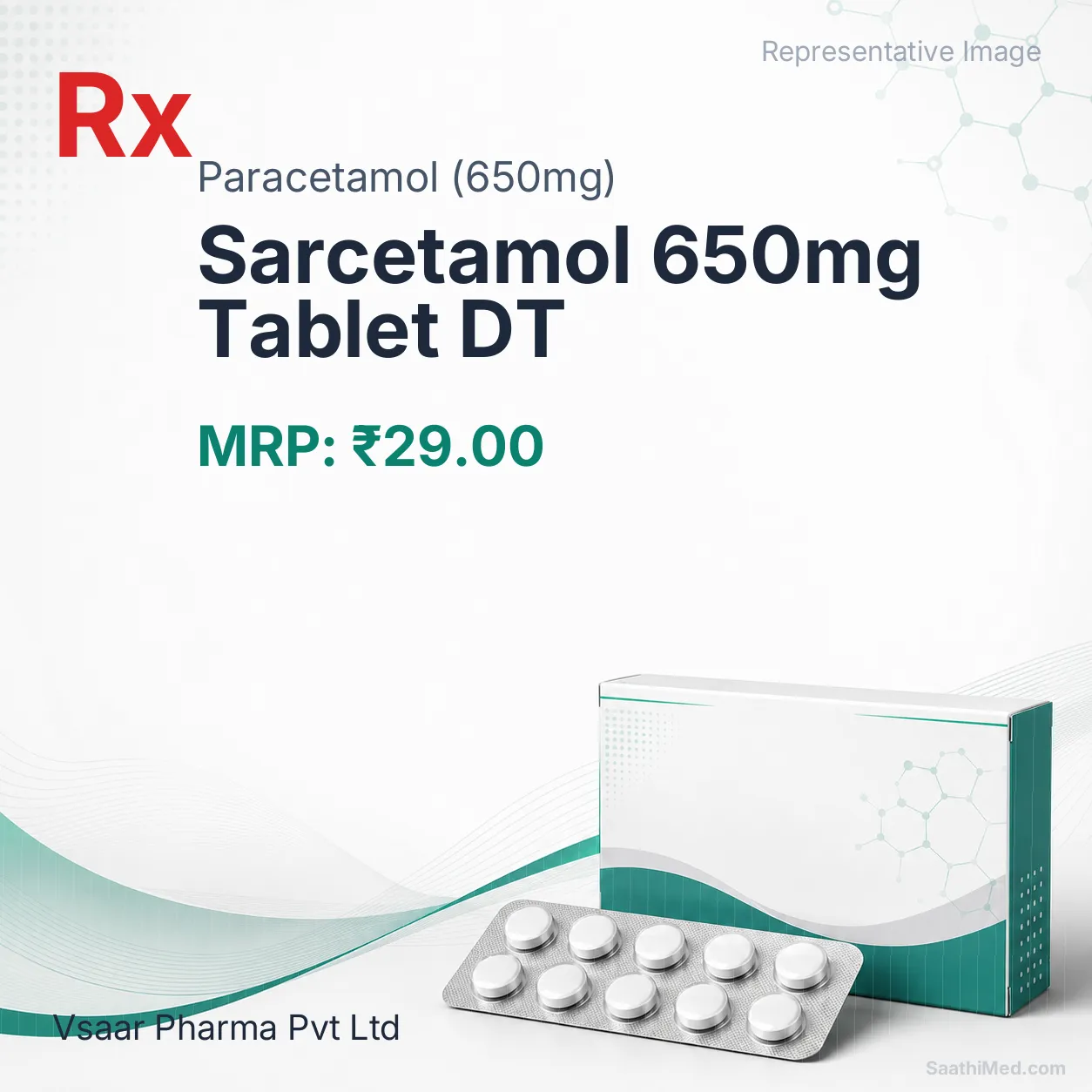 Sarcetamol 650mg Tablet DT Allopathy (Paracetamol (650mg)) - Uses in Hindi, Side Effects, Substitutes & Price in India