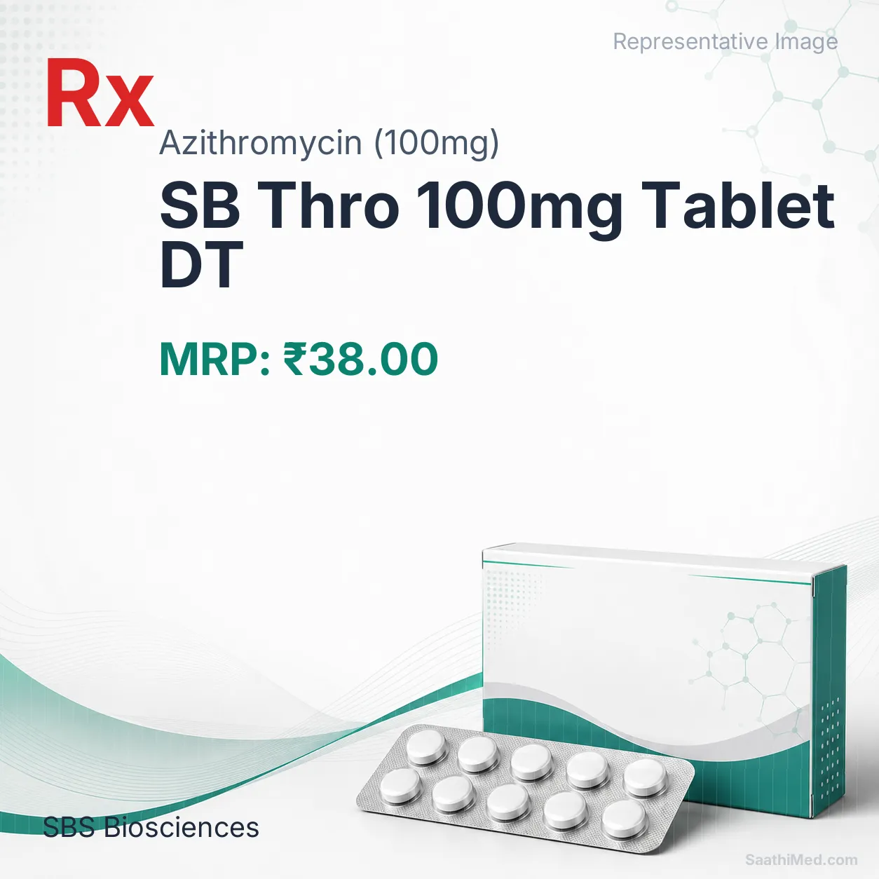 SB Thro 100mg Tablet DT Allopathy (Azithromycin (100mg)) - Uses in Hindi, Side Effects, Substitutes & Price in India