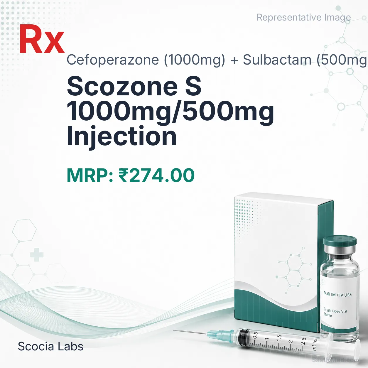 Scozone S 1000mg/500mg Injection Allopathy (Cefoperazone (1000mg)) - Uses in Hindi, Side Effects, Substitutes & Price in India