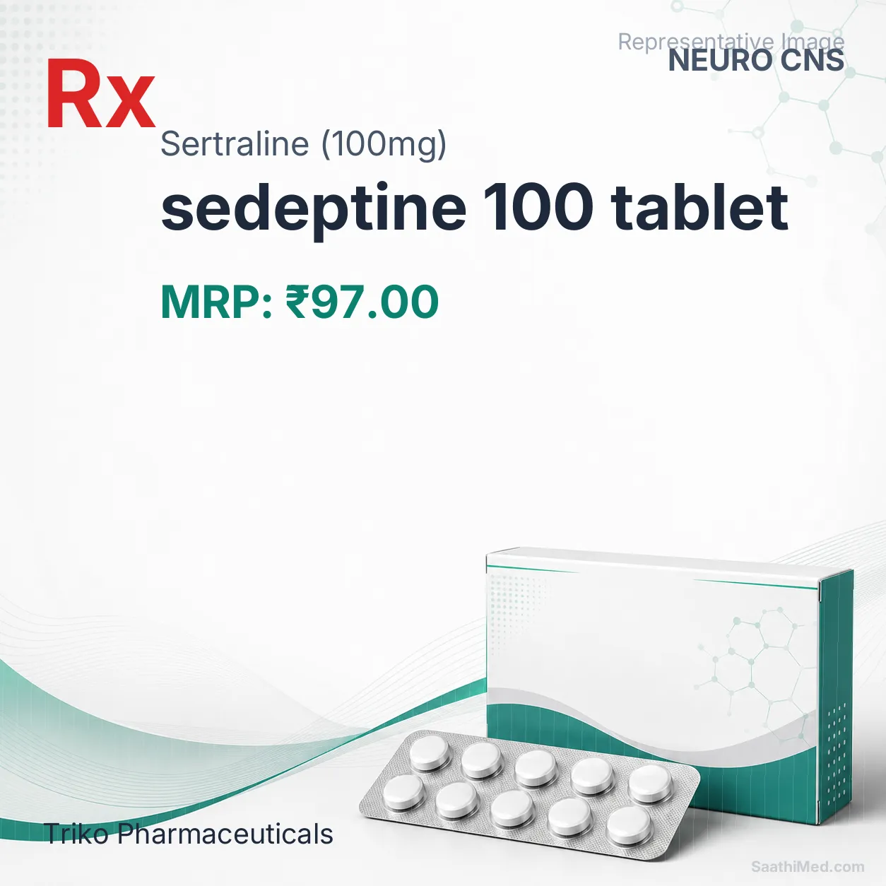 sedeptine 100 tablet Allopathy (Sertraline (100mg)) - Uses in Hindi, Side Effects, Substitutes & Price in India
