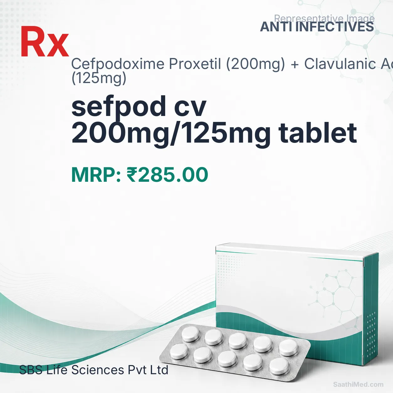 sefpod cv 200mg/125mg tablet Allopathy (Cefpodoxime Proxetil (200mg)) - Uses in Hindi, Side Effects, Substitutes & Price in India