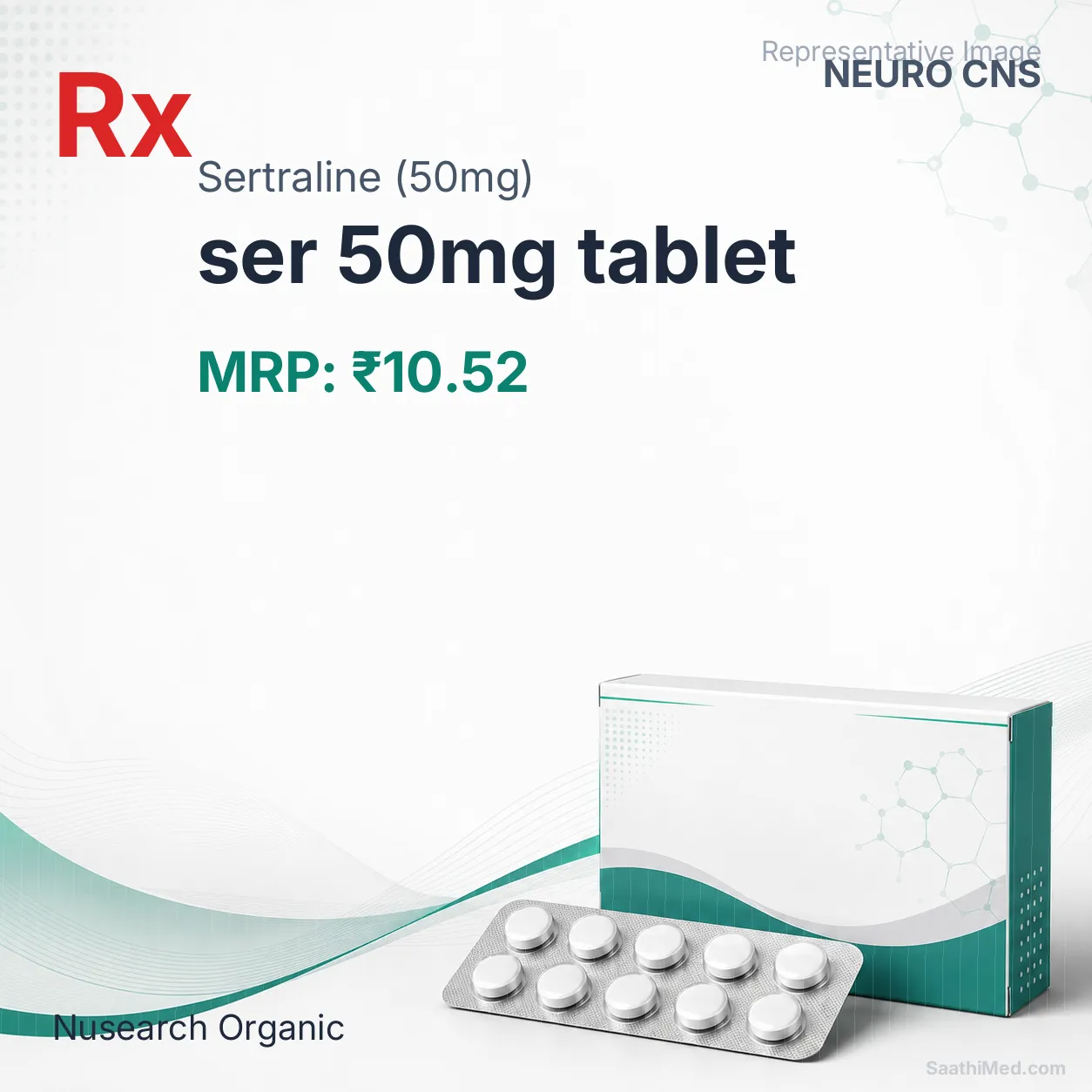 ser 50mg tablet Allopathy (Sertraline (50mg)) - Uses in Hindi, Side Effects, Substitutes & Price in India