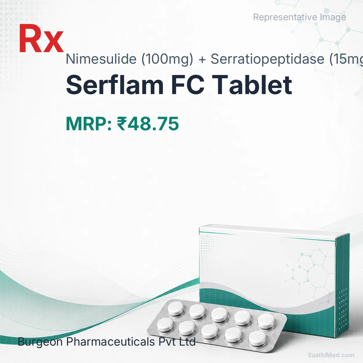 Serflam FC Tablet Allopathy (Nimesulide (100mg)) - Uses in Hindi, Side Effects, Substitutes & Price in India