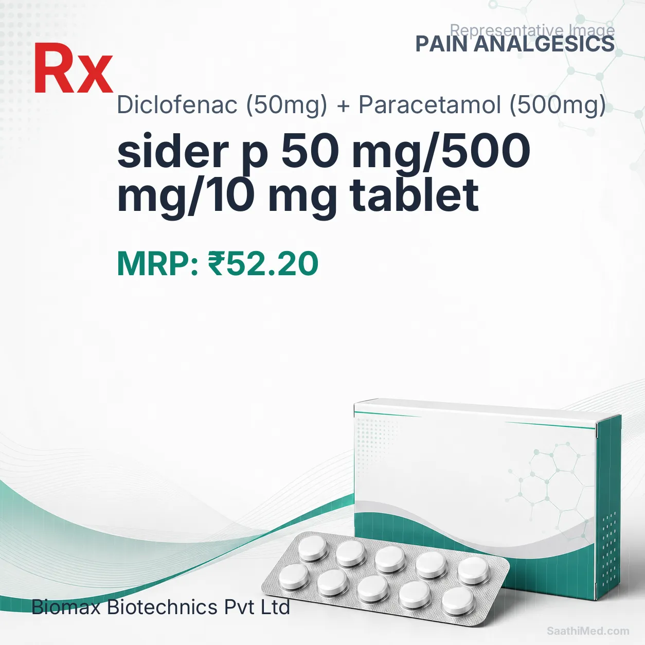sider p 50 mg/500 mg/10 mg tablet Allopathy (Diclofenac (50mg)) - Uses in Hindi, Side Effects, Substitutes & Price in India