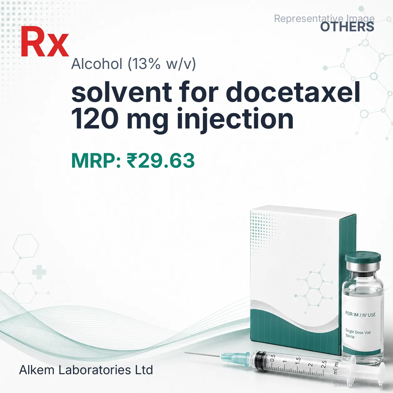 solvent for docetaxel 120 mg injection Allopathy (Alcohol (13% w/v)) - Uses in Hindi, Side Effects, Substitutes & Price in India