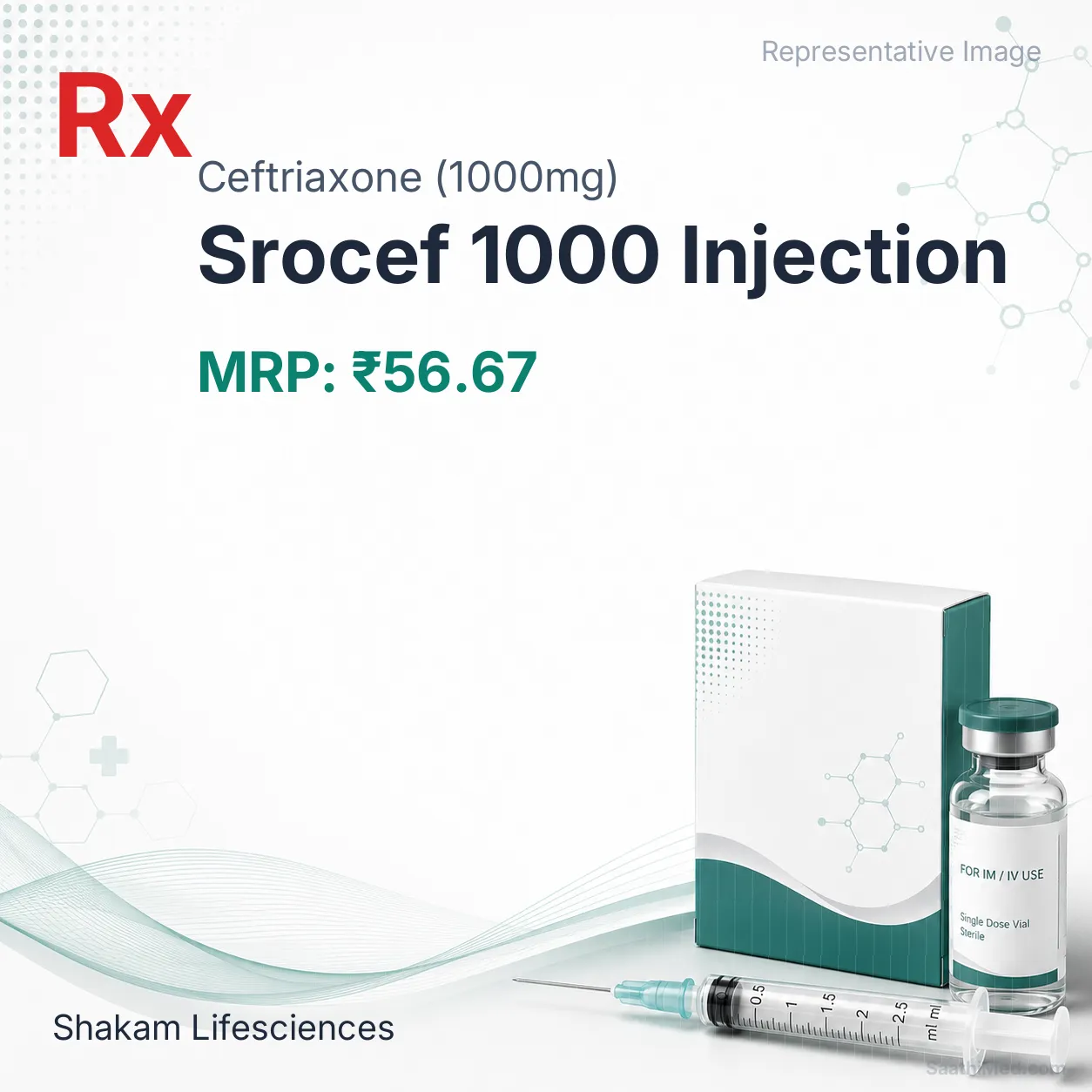 Srocef 1000 Injection Allopathy (Ceftriaxone (1000mg)) - Uses in Hindi, Side Effects, Substitutes & Price in India