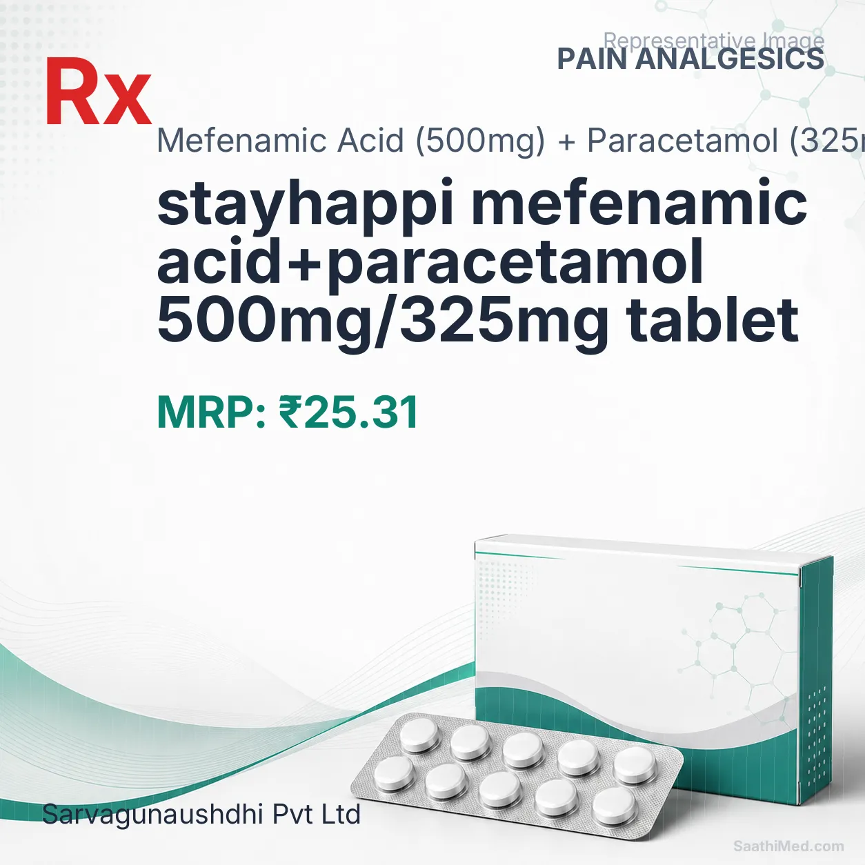 stayhappi mefenamic acid+paracetamol 500mg/325mg tablet Allopathy (Mefenamic Acid (500mg)) - Uses in Hindi, Side Effects, Substitutes & Price in India