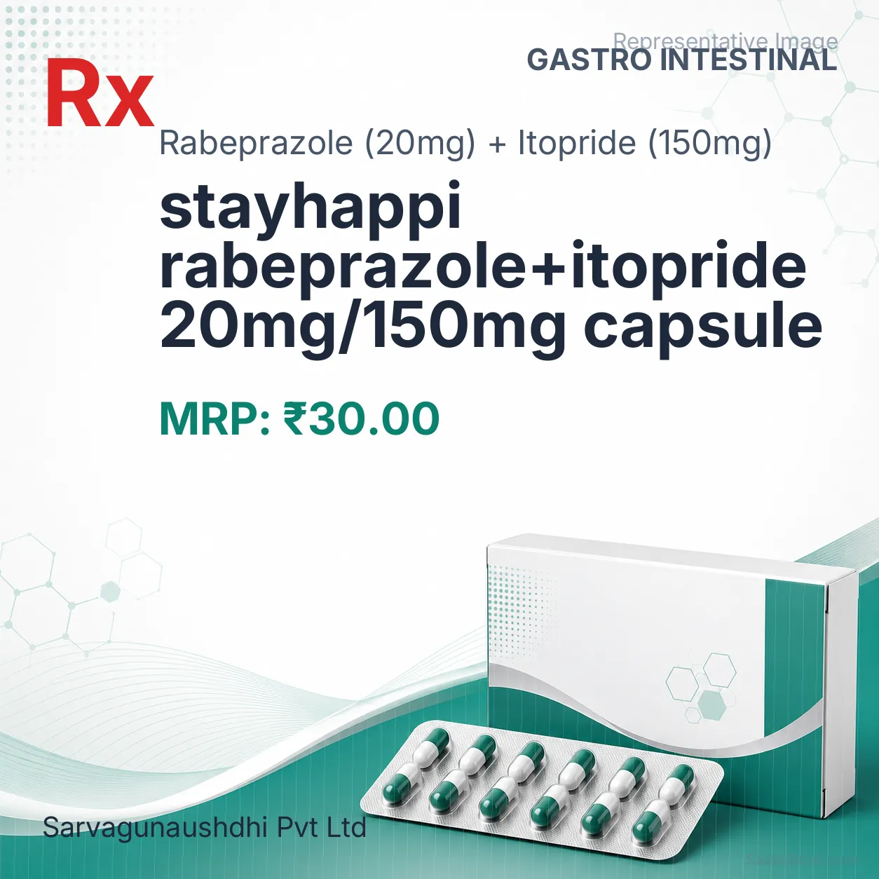 stayhappi rabeprazole+itopride 20mg/150mg capsule Allopathy (Rabeprazole (20mg)) - Uses in Hindi, Side Effects, Substitutes & Price in India