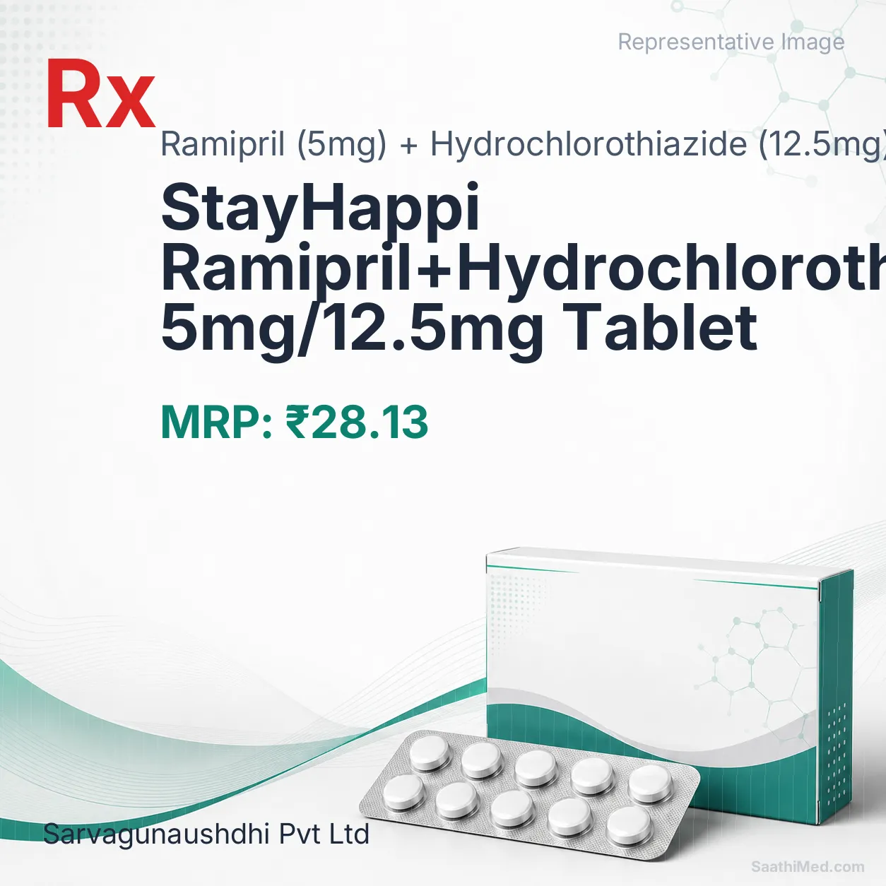 StayHappi Ramipril+Hydrochlorothiazide 5mg/12.5mg Tablet Allopathy (Ramipril (5mg)) - Uses in Hindi, Side Effects, Substitutes & Price in India