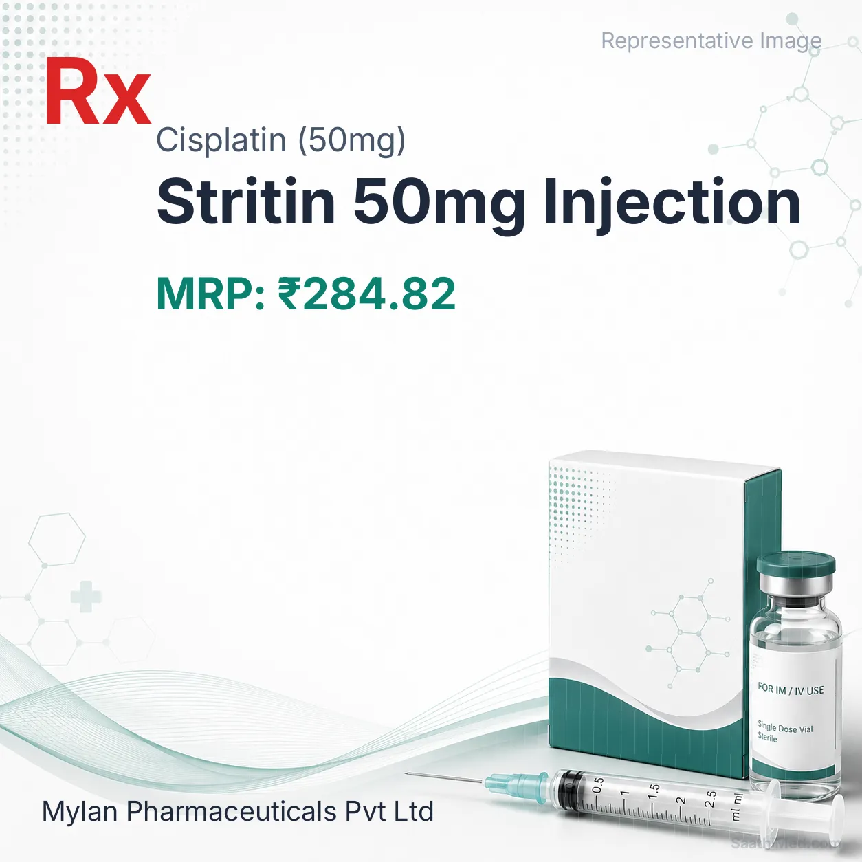 Stritin 50mg Injection Allopathy (Cisplatin (50mg)) - Uses in Hindi, Side Effects, Substitutes & Price in India